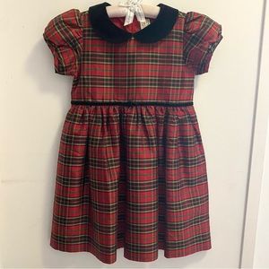 COPY - Plaid Silk Taffeta Holiday Dress with Velvet Collar